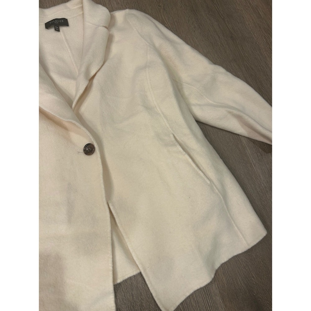 Talbots Plus Ivory Boiled Wool Blend Single Button Blazer Jacket Womens 16W - Picture 4 of 9